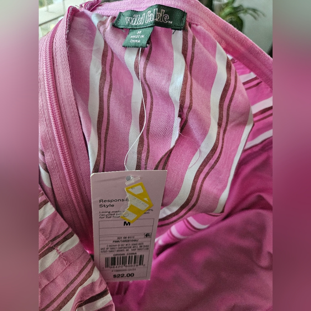 Wild Fable Pink and White Striped Strapless Dress NWT - Picture 5 of 5